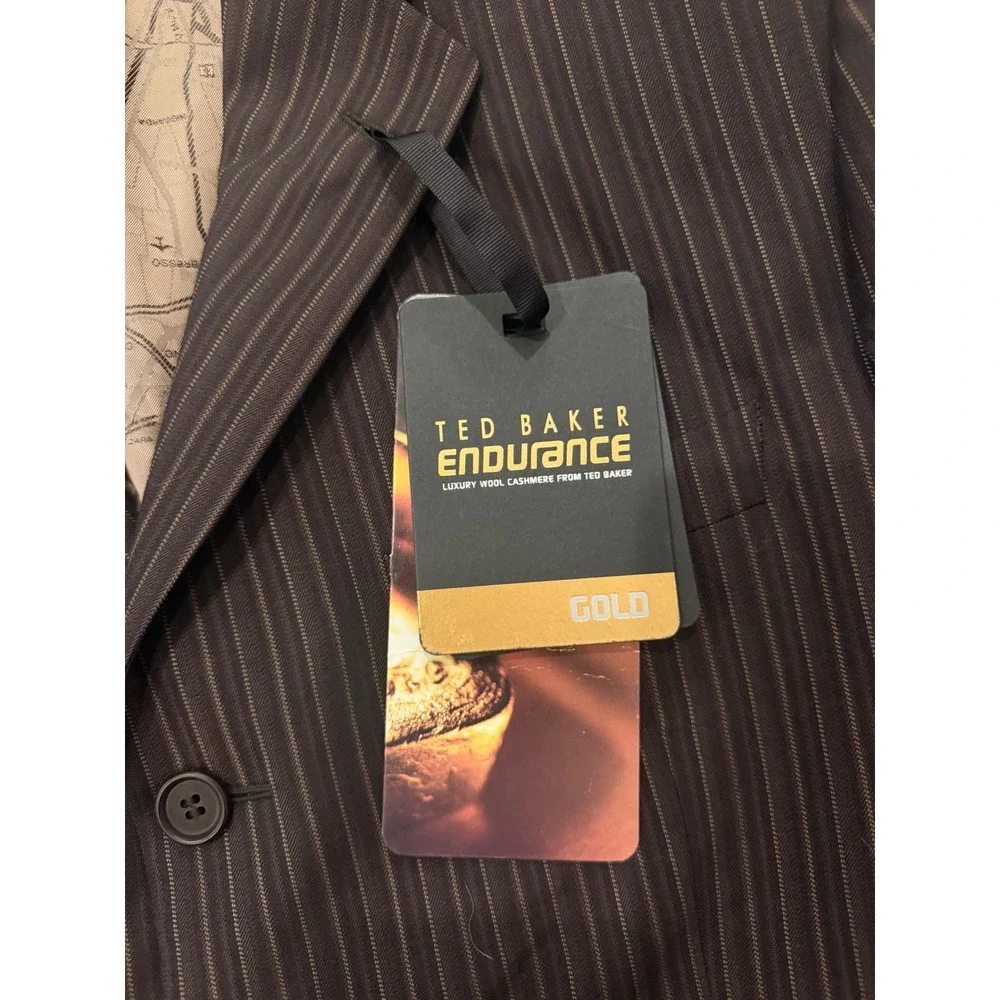 Ted Baker Endurance Mens Brown Pinstripe Wool‎ Cashmere Suit Jacket Blazer NWT